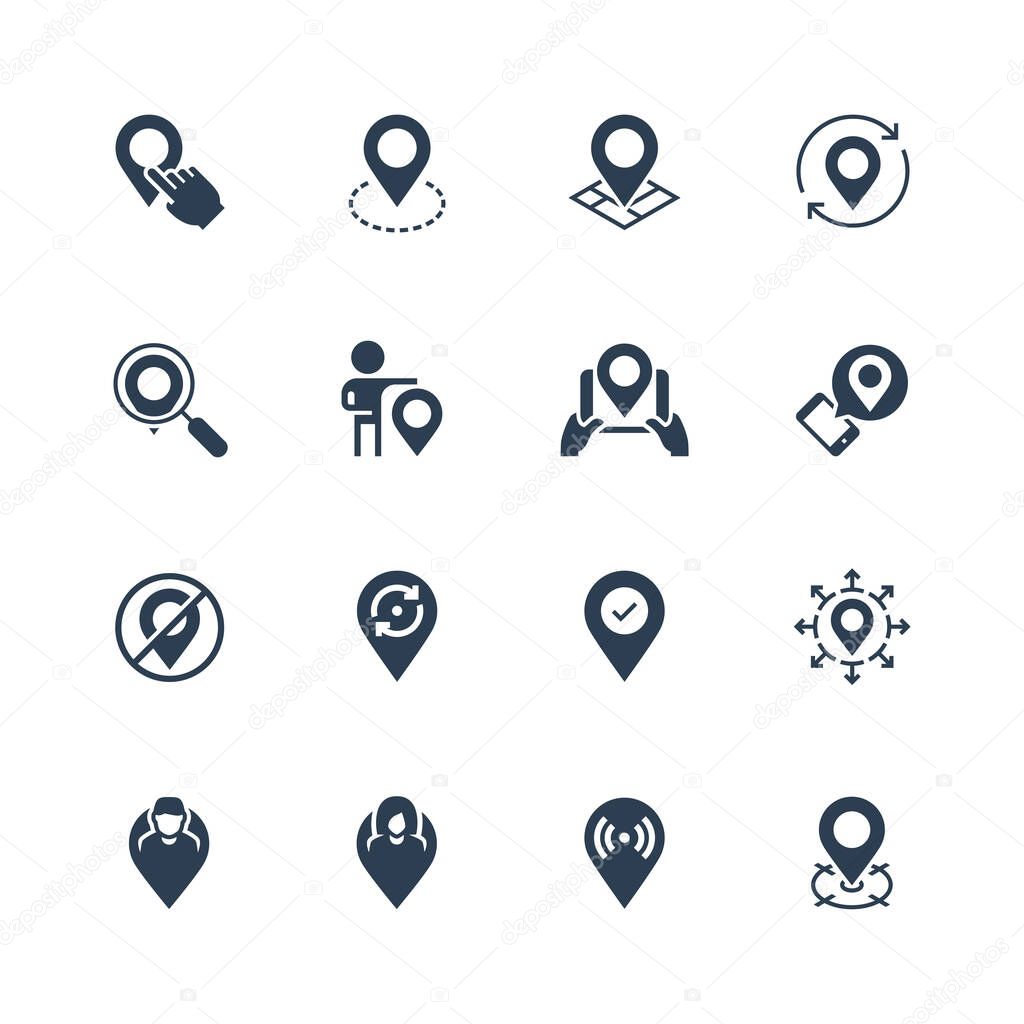 Map pin and navigation icon set