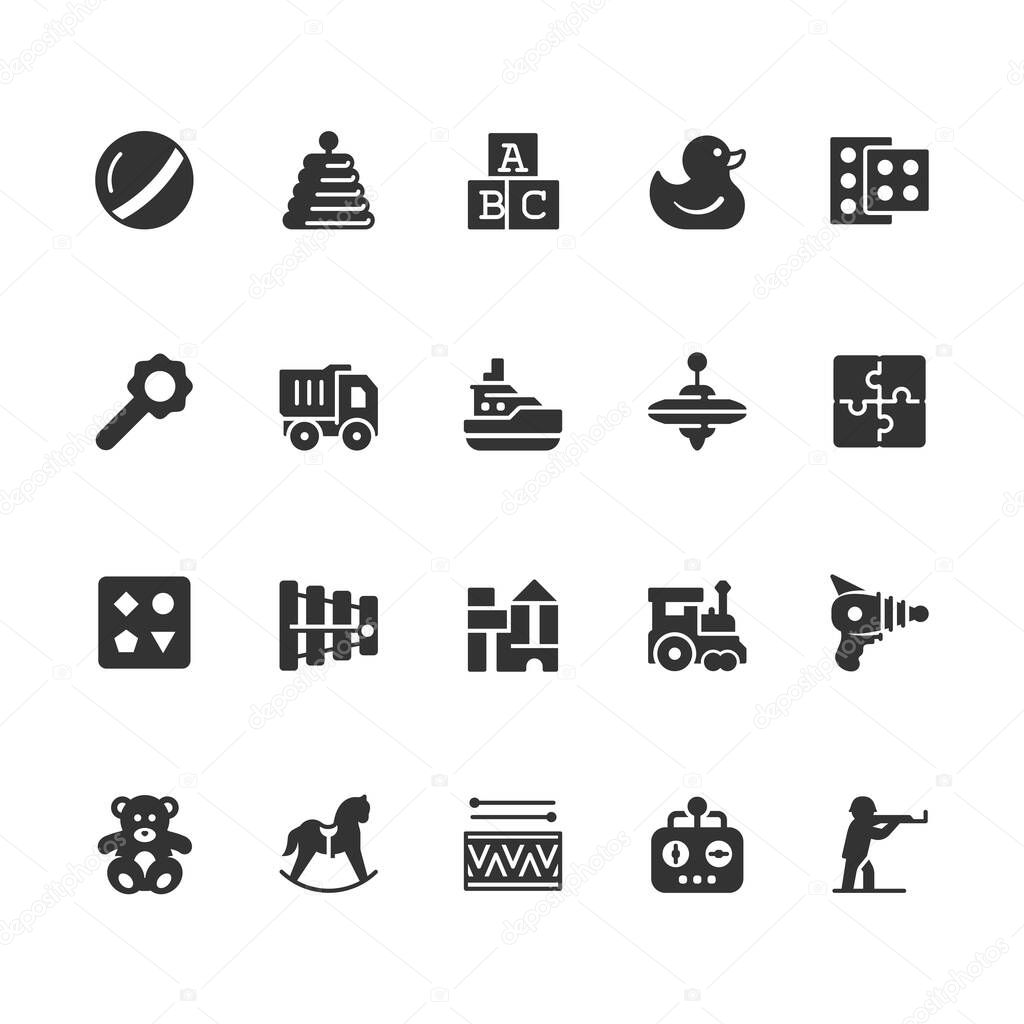 Toys vector icon set in glyph style