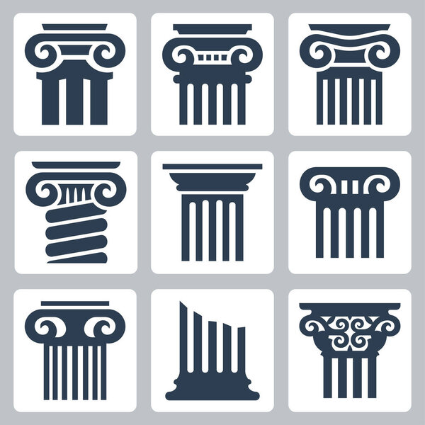 Набор векторных значков древних столбцов