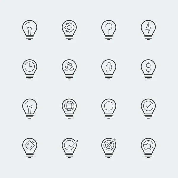 Light Bulb Concept Line Icons Style — Stock Vector
