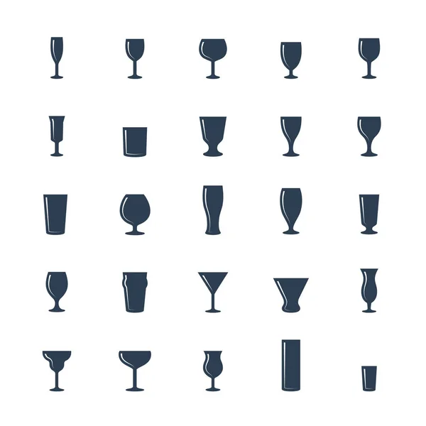 Bar Glasses Vector Icon Set — Stock Vector