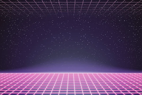 Laser Grid Deep Space Ретро Футуристичний Шаблон Стилі Synthwave Retrowave — стоковий вектор