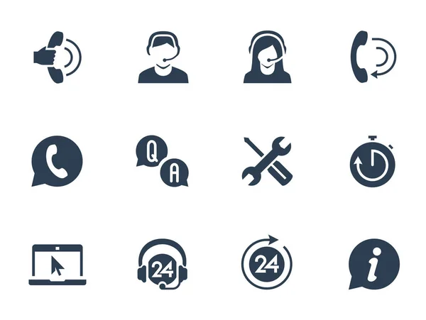 Support Service Und Telemarketing Vektor Icon Set — Stockvektor