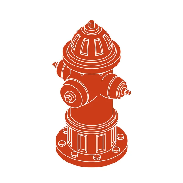 Μεμονωμένη Ισομετρική Σιλουέτα Της Red Fire Hydrant Διανυσματική Απεικόνιση — Διανυσματικό Αρχείο