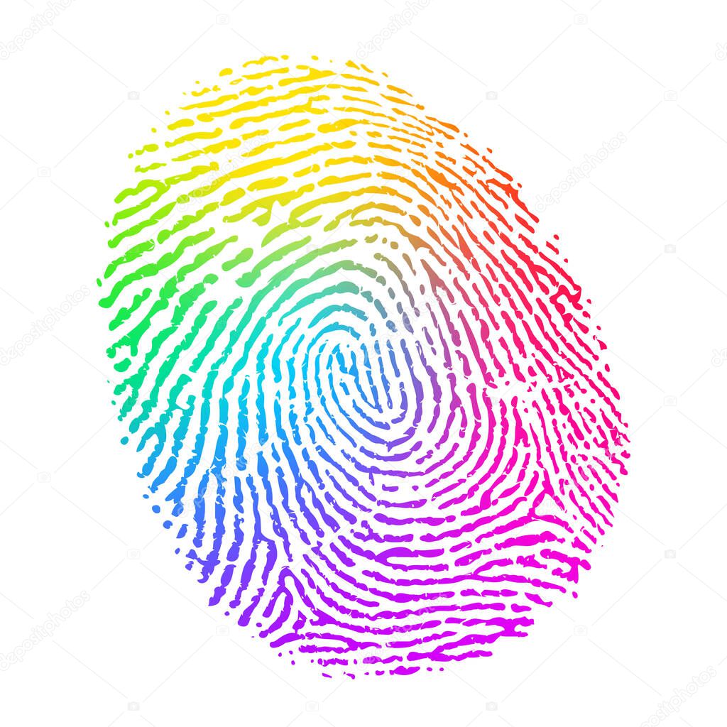 Vector Rainbow Multicolor Fingerprint on White Background