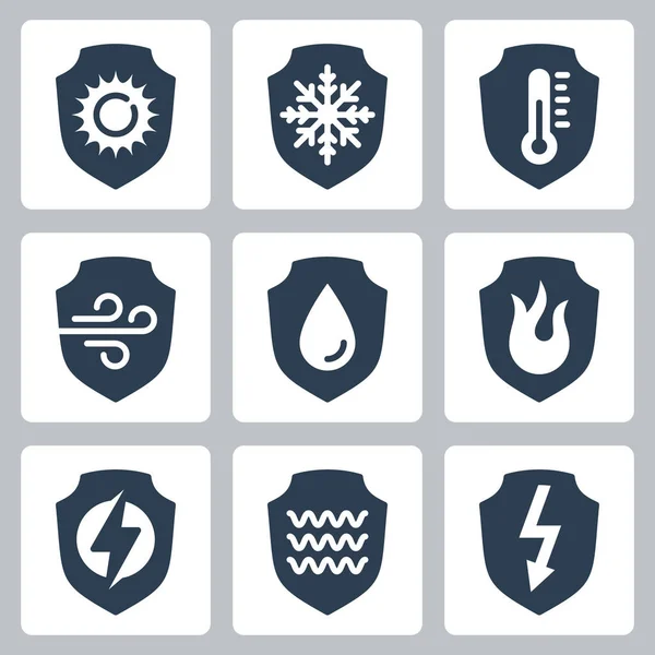 Resistência Proteção Contra Influência Externa Proteção Related Vector Icon Set — Vetor de Stock