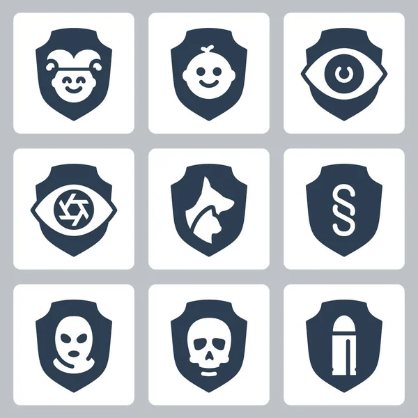 Resistance Protection External Influence Guarding Related Vector Icon Set Glyph — Stock Vector