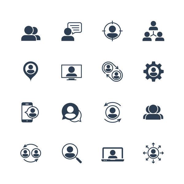 Vector Icon Set of User Avatars for Web Account. Glyph Style