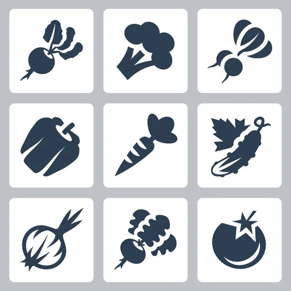 Vektorsymbole Für Gemüse Glyphen Stil — Stockvektor