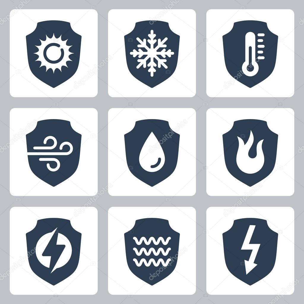 Resistance, Protection from External Influence and Guarding Related Vector Icon Set in Glyph Style 2