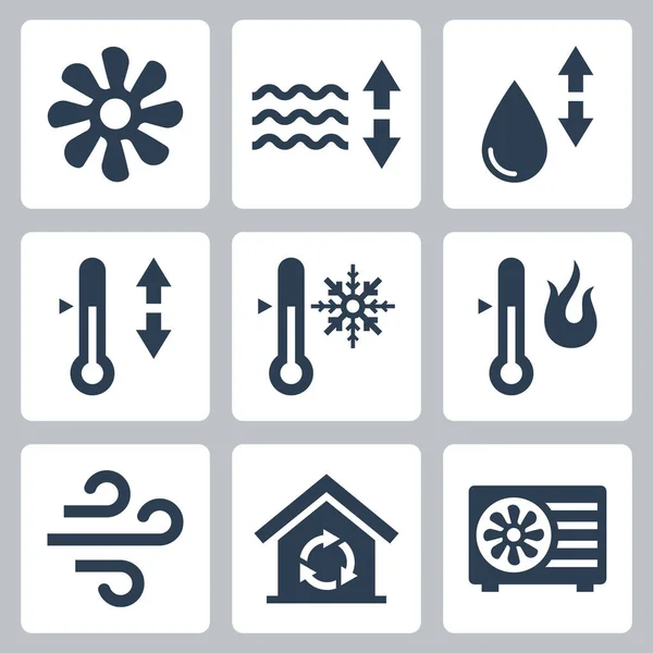 Aer Condiționat Aer Condiționat Legate Vector Icon Set — Vector de stoc