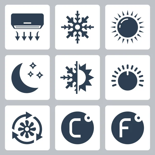 Κλιματισμός Και Κλιματισμός Που Σχετίζονται Vector Icon Set — Διανυσματικό Αρχείο