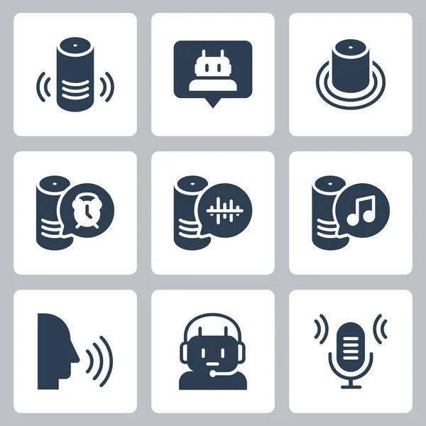 Smart Speaker Virtual Assistant Related Vector Icon Set — Stock Vector