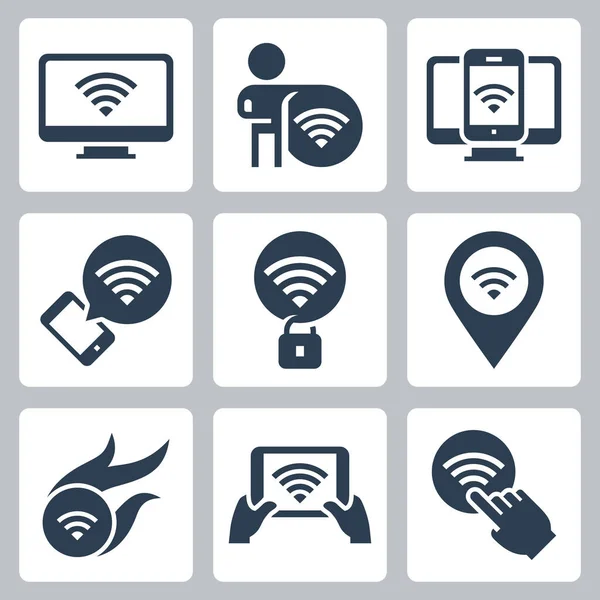Wifi Related Vector Icon Set Estilo Glifo — Vector de stock