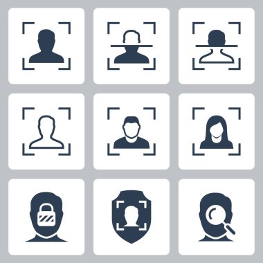 Yüz Taraması İlgili Vektör Simgesi Kabartma Biçimi 2 'de Ayarlandı