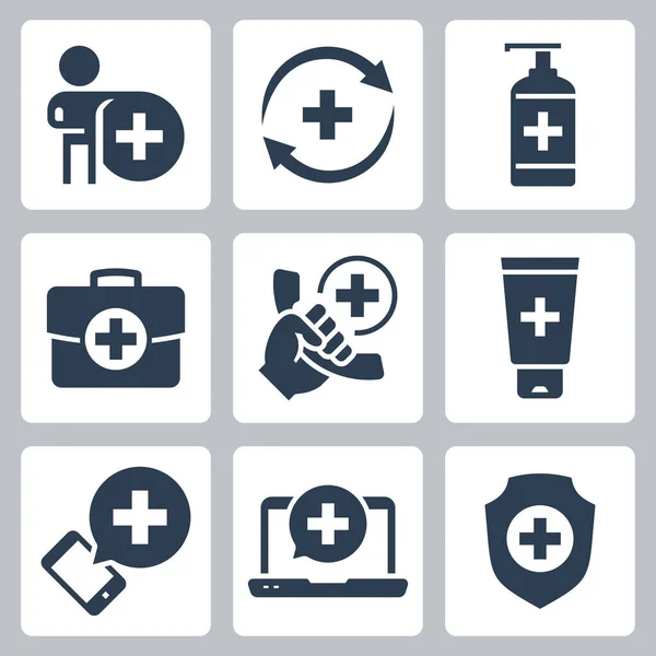 Medizin Und Pharmazie Vector Icon Set Glyph Style — Stockvektor