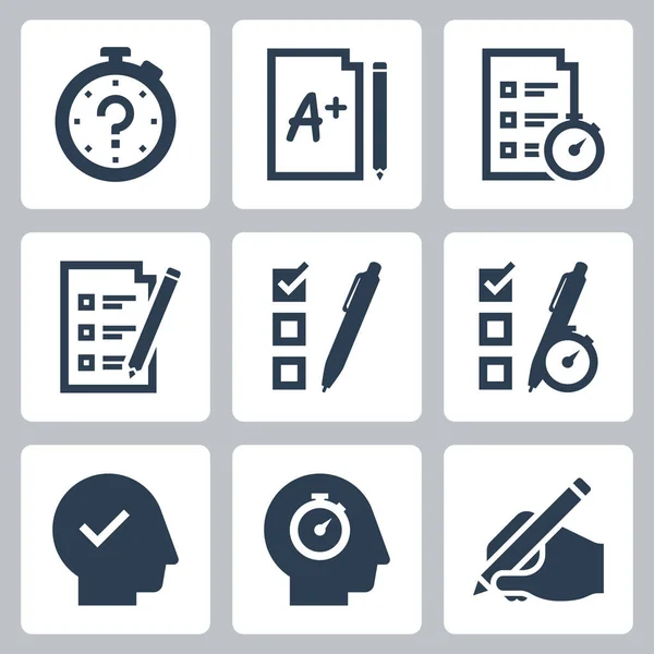 Quiz Test Related Vector Icon Set — Stock Vector