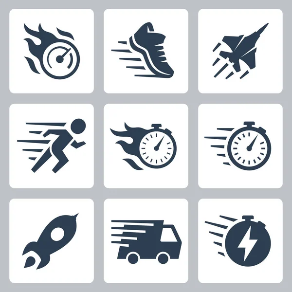 Fast Speed Quickness Related Vector Icon Set — Stock Vector