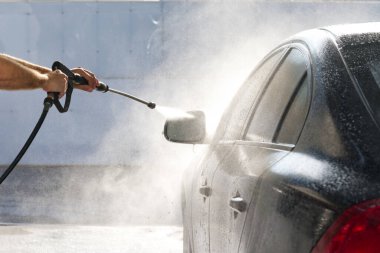 Araba yıkama, araba yıkama, araba yıkama, araba yıkama, seçici odaklanma.