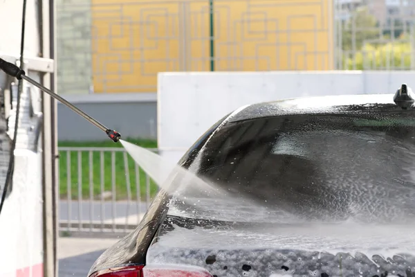 Auto Lavage Service Voiture Lave Shampooing Voiture Vitre Arrière Automobile — Photo