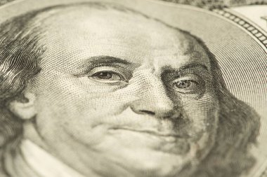 Benjamin Franklin ile birlikte 100 dolarlık banknotun makrosu