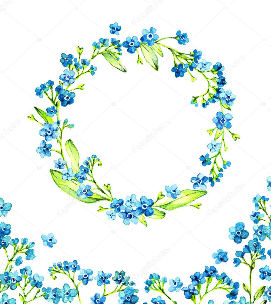 circle of forget-me-nots blue