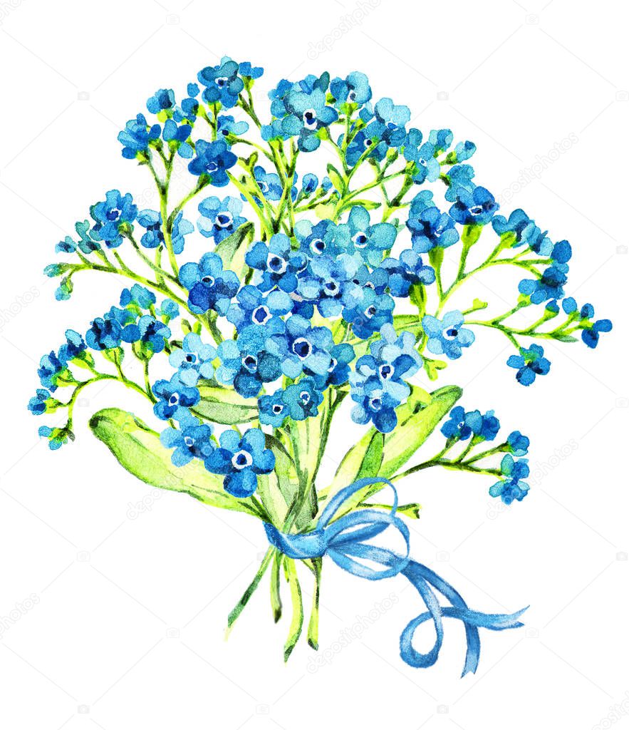 bouquet of blue forget-me-not