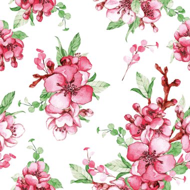 desenli sakura elma ağacı çiçekleri
