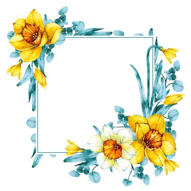 Sarı nergisli kare kare