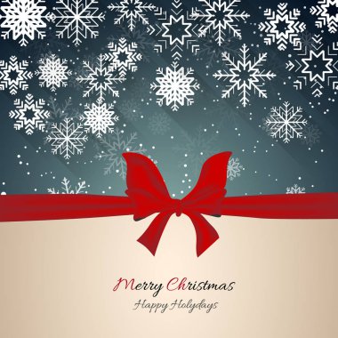 kırmızı kurdele ve düşen kar taneleri Noel kutlama arka plan