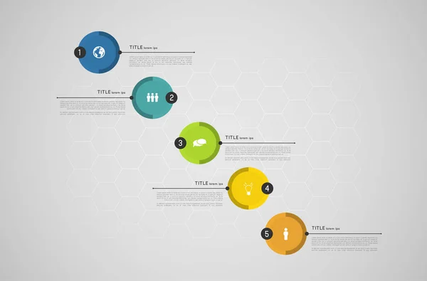 Modello Infografico Colorato Con Cerchi Icone — Vettoriale Stock