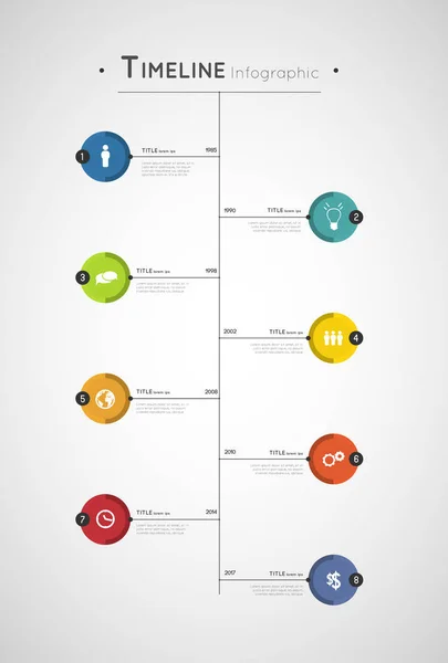 Modello Infografica Timeline Colorata Con Cerchi Icone — Vettoriale Stock