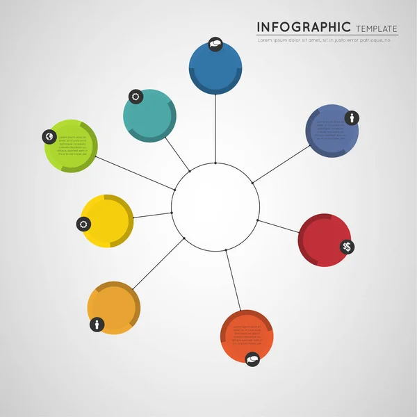 Modèle Infographique Coloré Avec Des Cercles Des Icônes — Image vectorielle