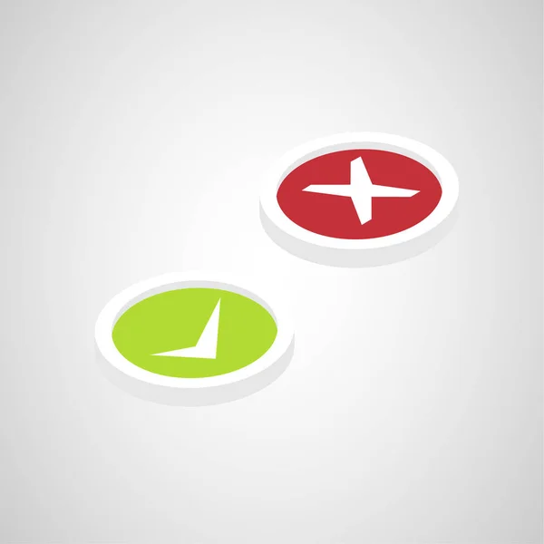 Isometric Right Wrong Green Red Sign Symbol Set — Stock Vector