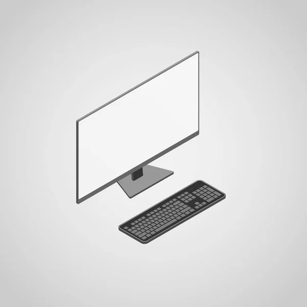 Isometrischer Desktop Computer Mit Tastatur — Stockvektor