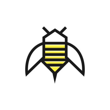 Arı Logosu tasarım vektör şablonu doğrusal geometrik biçim. Hata Logotype konsepti yaratıcı komik simge.