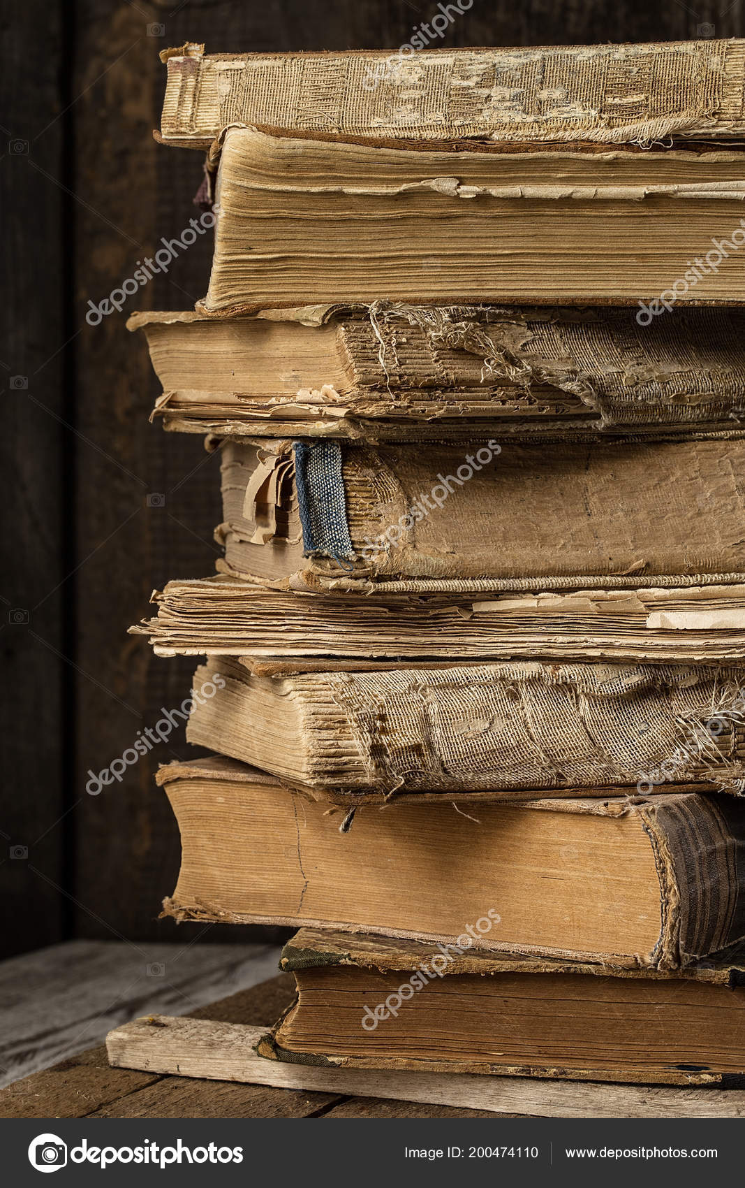 Old Vintage Books Wooden Desk Pile Antique Yellowed Old Vintage Books Wooden Desk Pile Antique Yellowed Stock Photo
