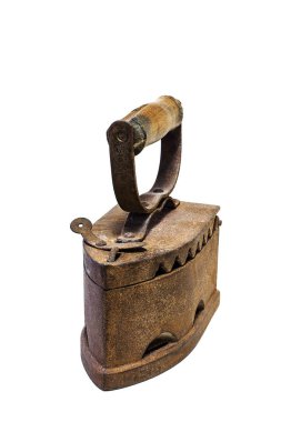 Beyaz arka plan üzerinde eski demir. Antika, antika demir. 