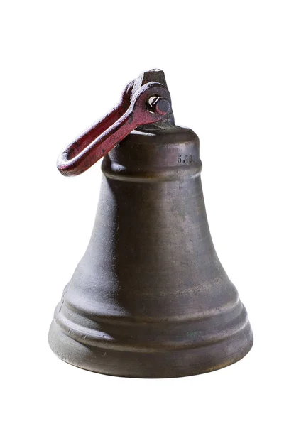Старий Антикварний Корабельний Дзвін Ізольований Білому Тлі — стокове фото
