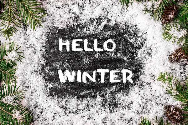 Hello Winter Greeting Card Concept Fall Season Great Season Texture — Stock Photo, Image