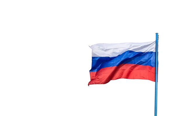 Die russische Flagge weht auf weißem Hintergrund. Russische Föderation — Stockfoto
