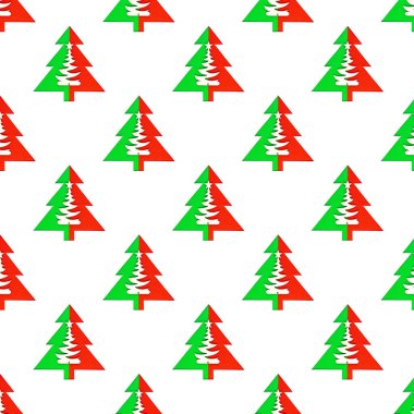 Beyaz arka planda yeşil noel ağaçları olan kusursuz bir desen. Noel ağaçlarının en az bileşim kalıbı. Yeni yıl ve Noel konsepti.