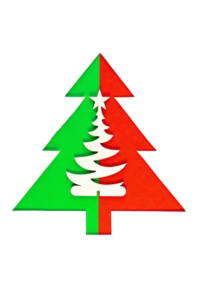 Kerstbomen Witte Achtergrond Minimale Compositie Achtergrond Nieuw Concept Vrolijke Kerstversiering — Stockfoto