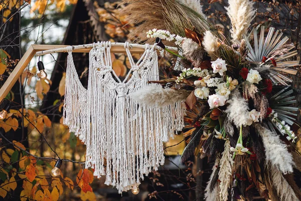 Decoração Casamento Estilo Rústico Com Grama Pampass Elementos Cerimônia Casamento — Fotografia de Stock