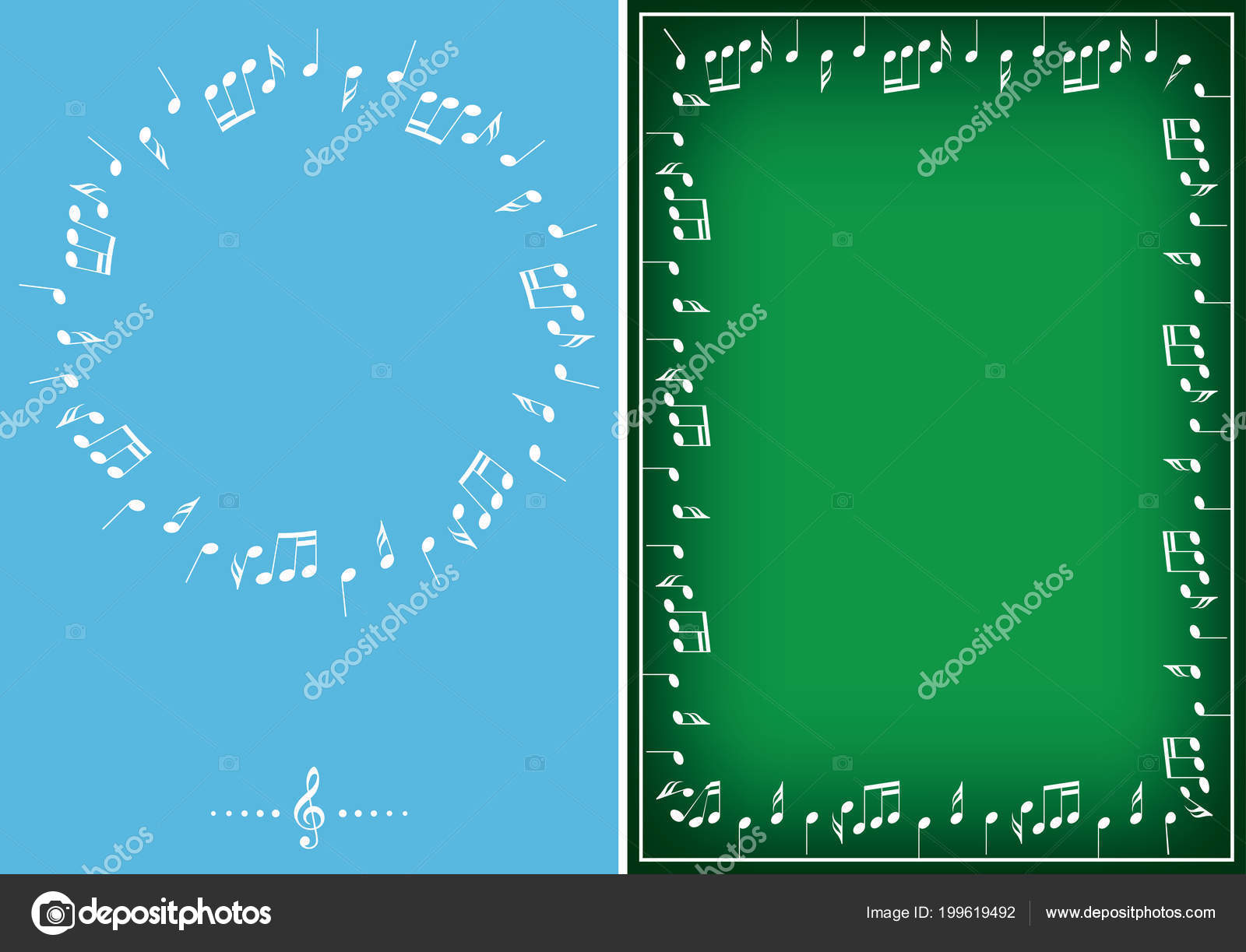Light Blue Green Backgrounds White Vector Music Frames Stock