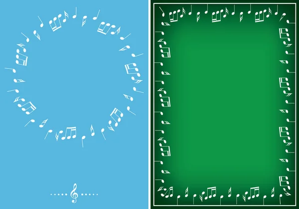 Светло Синий Зеленый Фон Белыми Векторными Музыкальными Рамками — стоковый вектор