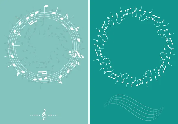 Зеленый Векторный Музыкальный Фон Белыми Нотами Декоративной Музыки — стоковый вектор