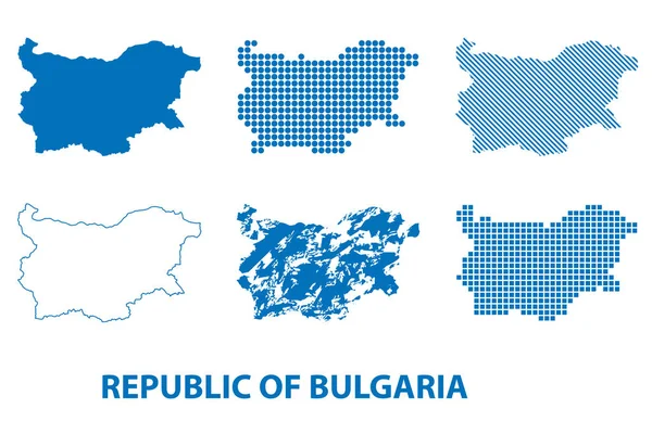 Mapa República Bulgária Conjunto Vetorial Silhuetas Diferentes Padrões — Vetor de Stock