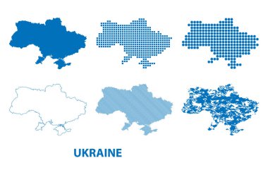 Ukrayna - farklı desenler siluetleri vektör kümesi Haritası