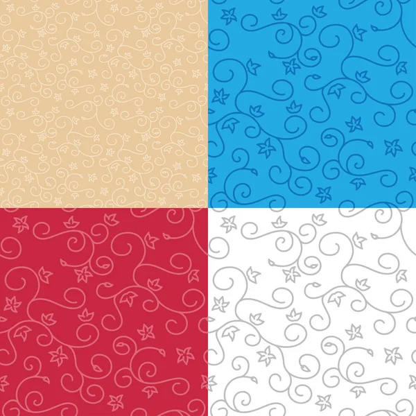 Seamless Backgrounds Swirl Texture Vector Set Floral Patterns Royalty Free Stock Vectors